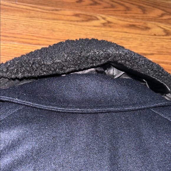 EUC MICHAEL KORS Sherpa Collar Wool Double Breasted Coat Size 10 Dark NAVY - Picture 8 of 12